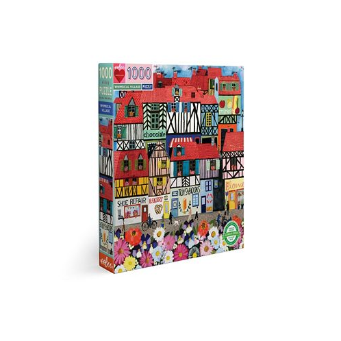 Eeboo Piece and Love Whimsical Village Square Adult Jigsaw Puzzle 1000 Piece Set