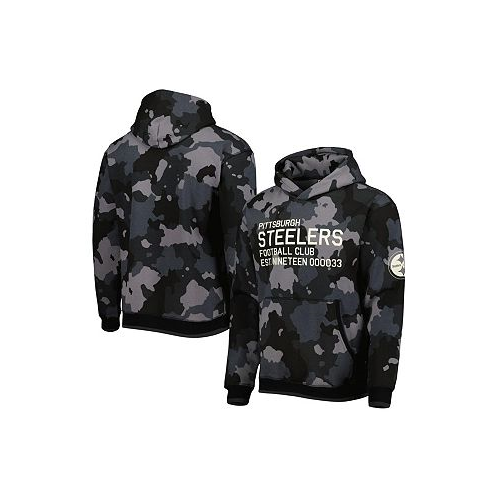 The Wild Collective Mens Black Pittsburgh Steelers Camo Pullover Hoodie