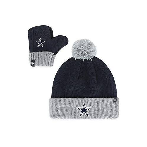 47 Brand Infant Boys and Girls Brand Navy Dallas Cowboys Bam Bam Cuffed Knit Hat with Pom and Mittens Set