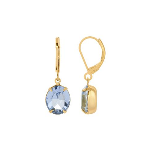 2028 14K Gold-tone Light Blue Oval Crystal Earrings