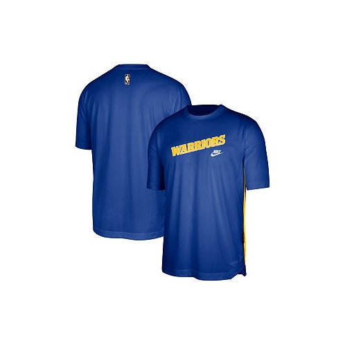 Nike Mens Blue Golden State Warriors Hardwood Classics Pregame Warmup Shooting Performance T-shirt