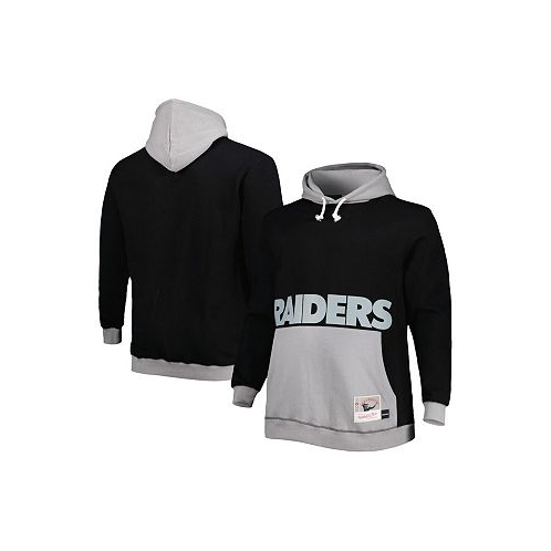 Mitchell & Ness Mens Black Silver Las Vegas Raiders Big and Tall Big Face Pullover Hoodie