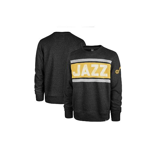 47 Brand Mens Heather Black Utah Jazz Tribeca Emerson Pullover Sweatshirt