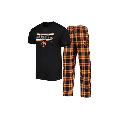 Concepts Sport Mens Black Orange San Francisco Giants Badge T-shirt and Pants Sleep Set