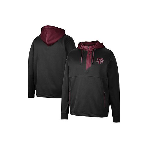 Colosseum Mens Black Texas A&M Aggies Luge 3.0 Quarter-Zip Hoodie