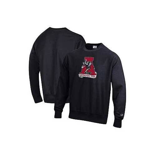 Champion Mens Black Alabama Crimson Tide Vault Logo Reverse Weave Pullover Sweatshirt