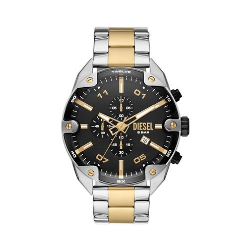 Diesel Mens Spiked Chronograph Two-Tone Stainless Steel Watch 49mm