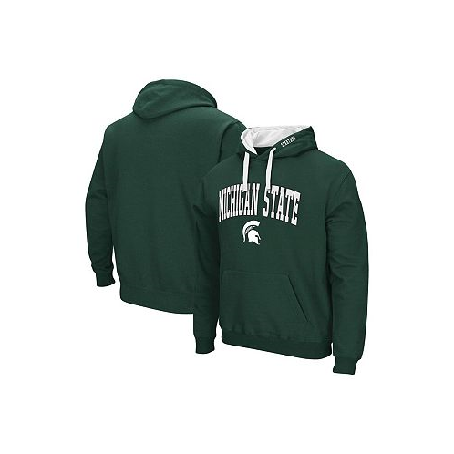 Colosseum Mens Green Michigan State Spartans Big and Tall Arch & Logo 2.0 Pullover Hoodie