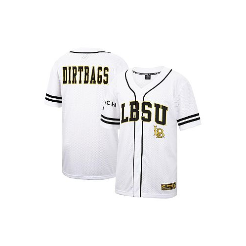 Colosseum Mens White Cal State Long Beach The Beach Free-Spirited Full-Button Baseball Jersey