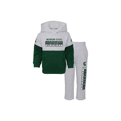 Outerstuff Toddler Boys Heather Gray Green Michigan State Spartans Playmaker Pullover Hoodie and Pants Set
