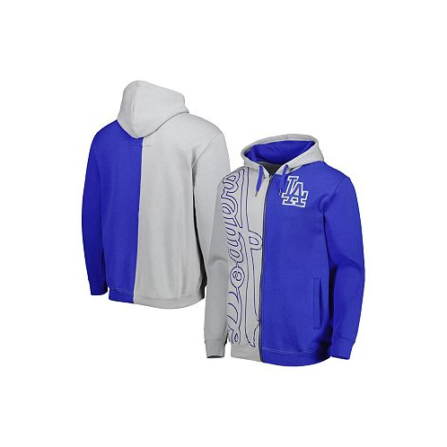 Mitchell & Ness Mens Royal and White Los Angeles Dodgers Fleece Full-Zip Hoodie