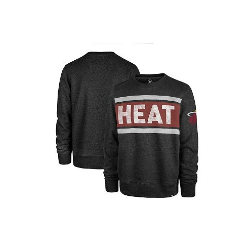 47 Brand Mens Heather Black Miami Heat Tribeca Emerson Pullover Sweatshirt