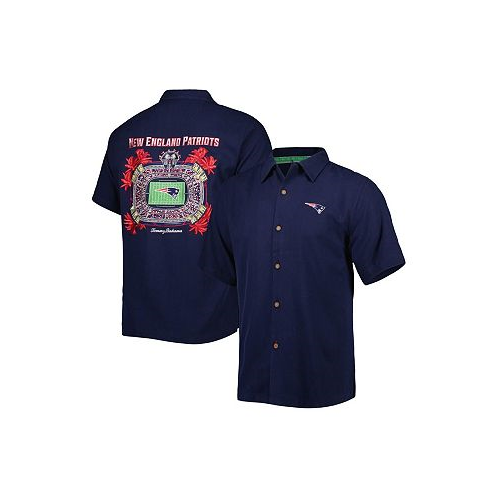 Tommy Bahama Mens Navy New England Patriots Top of Your Game Camp Button-Up Shirt