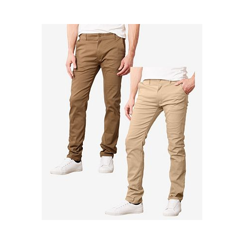 Galaxy By Harvic Mens Super Stretch Slim Fit Everyday Chino Pants Pack of 2