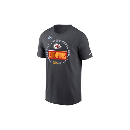 Nike Mens Anthracite Kansas City Chiefs Super Bowl LVII Champions Locker Room Trophy Collection T-shirt