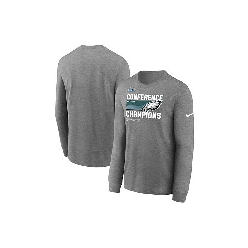 Nike Mens Charcoal Philadelphia Eagles 2022 NFC Champions Locker Room Trophy Collection Long Sleeve T-shirt