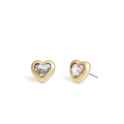COACH Faux Stone Heart Stud Earrings
