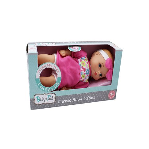 Babys First by Nemcor Goldberger Doll 11 Classic Softina with Pink Foral Jumper Headband