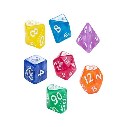 Gatekeeper Games Mighty Tiny Dice Rainbow Bits 7 Piece Rpg Dice 12Mm Resin Dice Roleplaying Custom Logos On D20 And D6 Rainbow of Color in Every Set