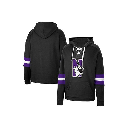 Colosseum Mens Black Northwestern Wildcats Lace-Up 4.0 Pullover Hoodie
