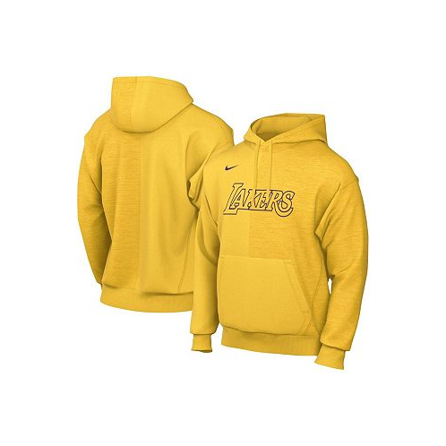 Nike Mens Gold Los Angeles Lakers Courtside Versus Stitch Split Pullover Hoodie