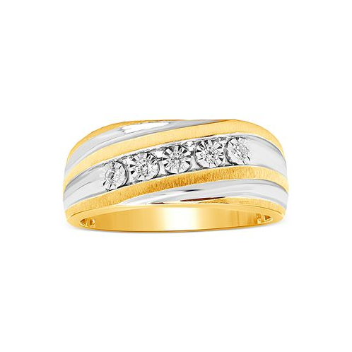 Macys Mens Diamond Two-Tone Swirl Ring (1/10 ct. t.w.) in Sterling Silver & 18k Gold-Plate