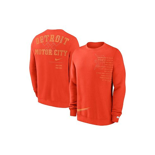 Nike Mens Orange Detroit Tigers Statement Ball Game Fleece Pullover Sweatshirt