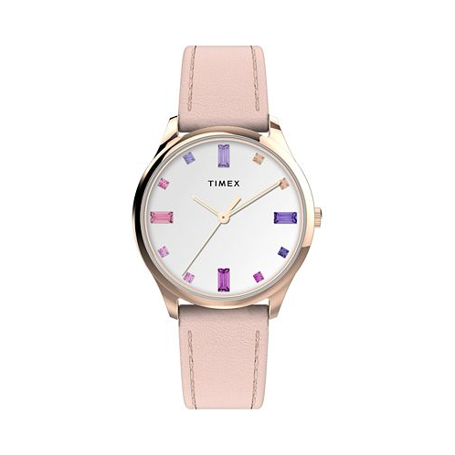 Timex Womens Quartz Analog Easy Reader Leather Pink Watch 32mm