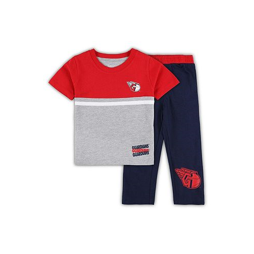 Outerstuff Toddler Boys and Girls Navy Red Cleveland Guardians Batters Box T-shirt and Pants Set