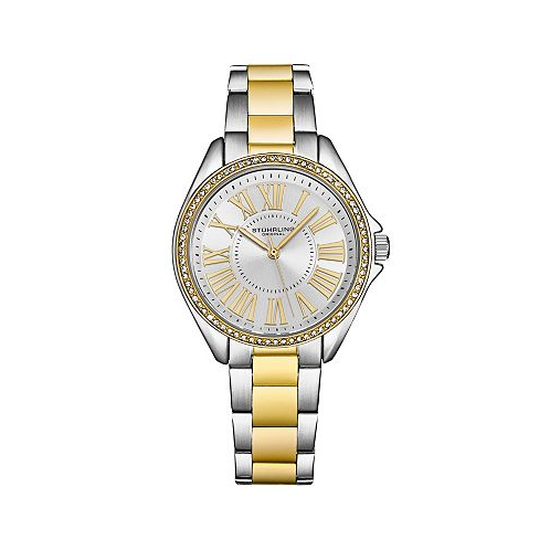 Stuhrling Womens Symphony Two-Tone Stainless Steel Silver-Tone Dial 45mm Round Watch