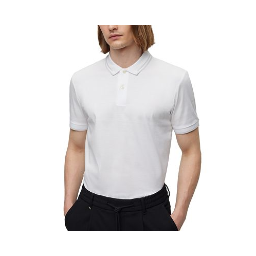 Hugo Boss Mens Slim-Fit Jacquard Striped Polo Shirt