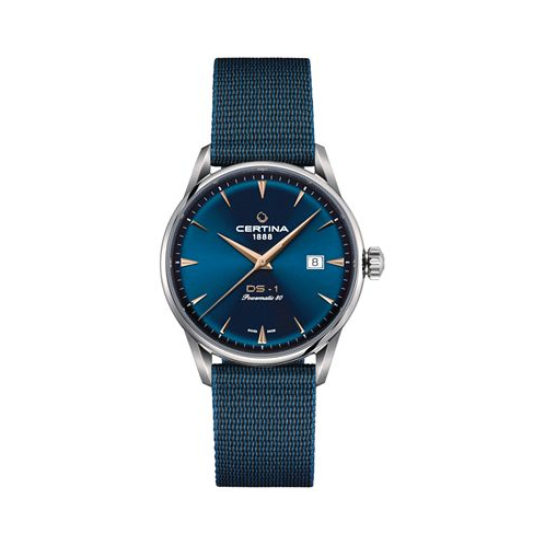 Certina Mens Swiss Automatic DS-1 Blue Synthetic Strap Watch 40mm Gift Set