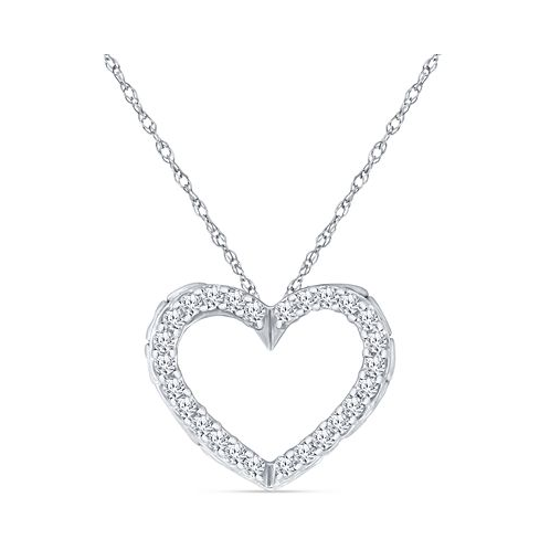 Macys Diamond Heart 18 Pendant Necklace (1/10 ct. t.w.) in 10k White Gold