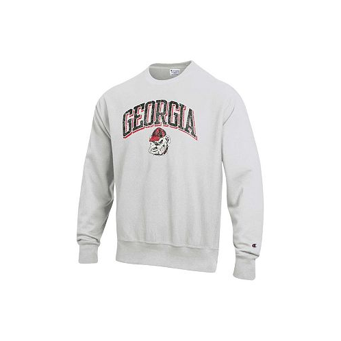 Champion Mens Gray Georgia Bulldogs Arch Over Logo Reverse Weave Pullover Sweatshirt