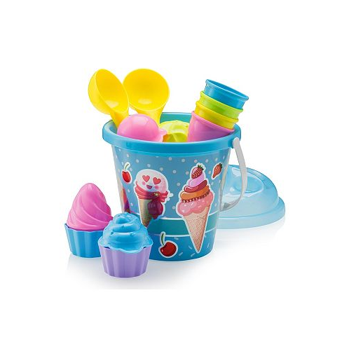 Dollar Deal Top Race Ice Cream Sand Toys for Kids with Large 9 Bucket Pail and Spade Scoop Shovels - Kid Beach Toys | 16pcs Ice Cream Playset for Kids Ages 1.5 - 9 | Great Ice Cream Sand Toy