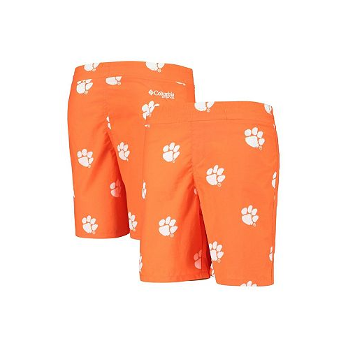 Columbia Big Boys and Girls Orange Clemson Tigers Backcast Printed Omni-Shade Shorts