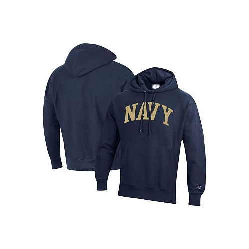 Champion Mens Navy Navy Midshipmen Team Arch Reverse Weave Pullover Hoodie