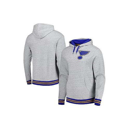 Mitchell & Ness Mens Heather Gray St. Louis Blues Classic French Terry Pullover Hoodie