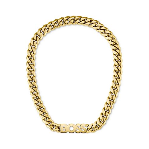 Hugo Boss Mens Kassy Gold Ion-Plated Stainless Steel Logo 20 Necklace