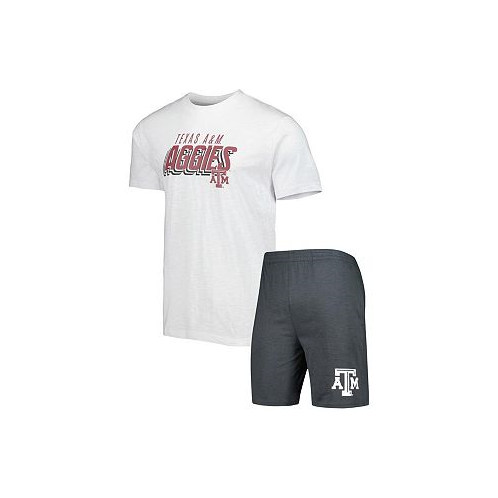 Concepts Sport Mens Charcoal White Texas A&M Aggies Downfield T-shirt and Shorts Set