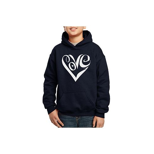LA Pop Art Boys Word Art Hooded Sweatshirt - Script Love Heart