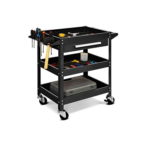 Costway Three Tray Rolling Tool Cart Mechanic Cabinet Storage ToolBox Organizer w/Drawer