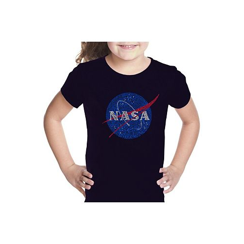 LA Pop Art Big Girls Word Art T-shirt - NASAs Most Notable Missions