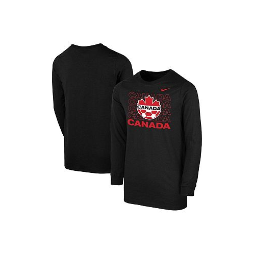 Nike Big Boys Black Canada Soccer Repeat Core Long Sleeve T-shirt