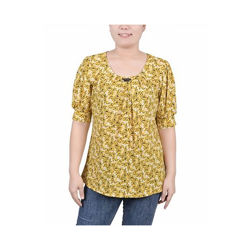 NY Collection Petite Printed Balloon Sleeve Top