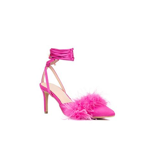 New York & Company Womens Saylor- Faux Feather Heel Sandal