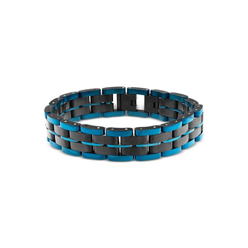Blackjack Mens Watch Link Bracelet in Blue and Black Ion-Plated Stainless Steel
