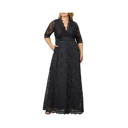 Kiyonna Womens Plus Size Maria Lace Evening Gown