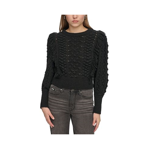DKNY Jeans Womens Crewneck Long-Sleeve Flange Sweater