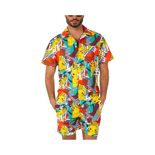 OppoSuits Mens Short-Sleeve Pikachu Graphic Shirt & Shorts Set